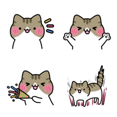 [LINE絵文字] 【絵文字】キジトラ×白【猫にゃの画像