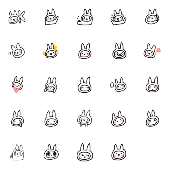 [LINE絵文字]うさぎのかおぴょん シンプル絵文字の画像一覧