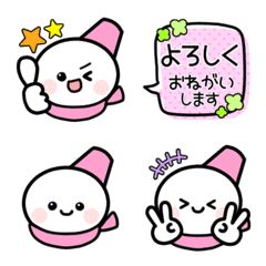 [LINE絵文字] 雪だるまピンクverの画像