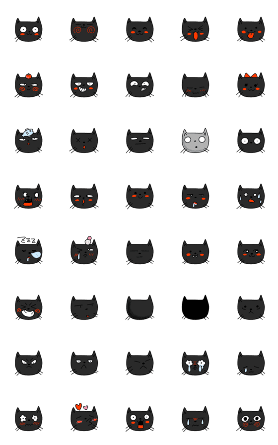 [LINE絵文字]猫ちゃん絵文字【黒猫】の画像一覧