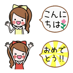 [LINE絵文字] 動くよ。女の子の年中使える絵文字の画像