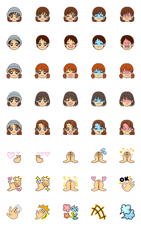 [LINE絵文字]Little girls ＆ hand gesture Emojiの画像一覧