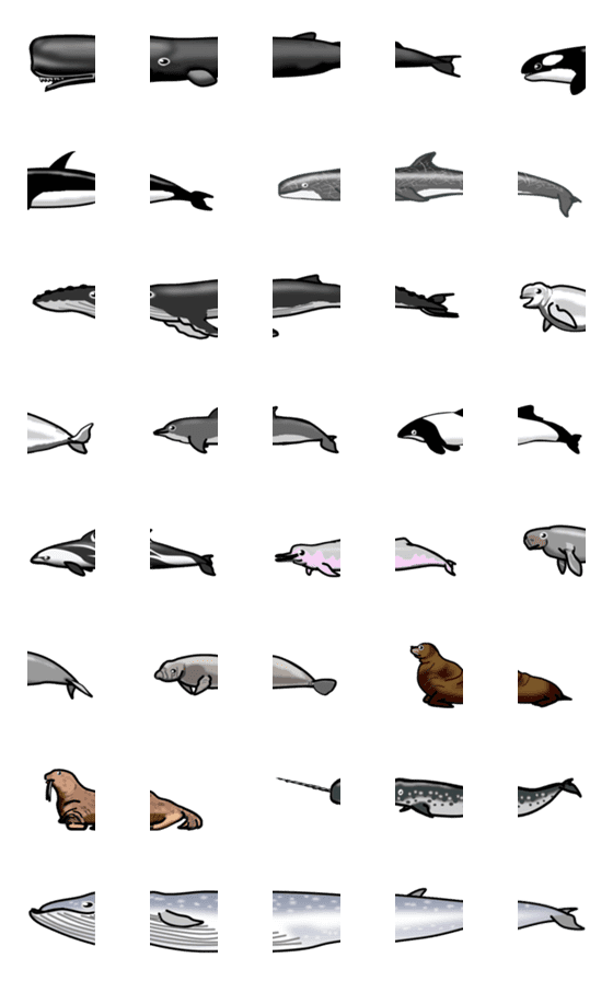 [LINE絵文字]繋げて巨大な鯨とイルカと海獣の画像一覧