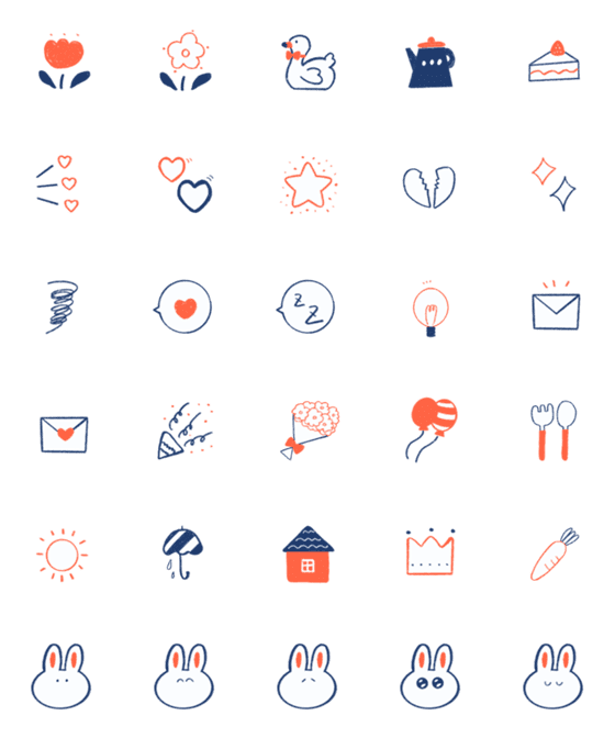 [LINE絵文字]ゆる絵文字 navy and orangeの画像一覧