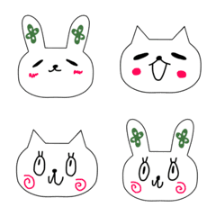 [LINE絵文字] うさぎとにゃんこ♡気持ち伝える表情絵文字の画像