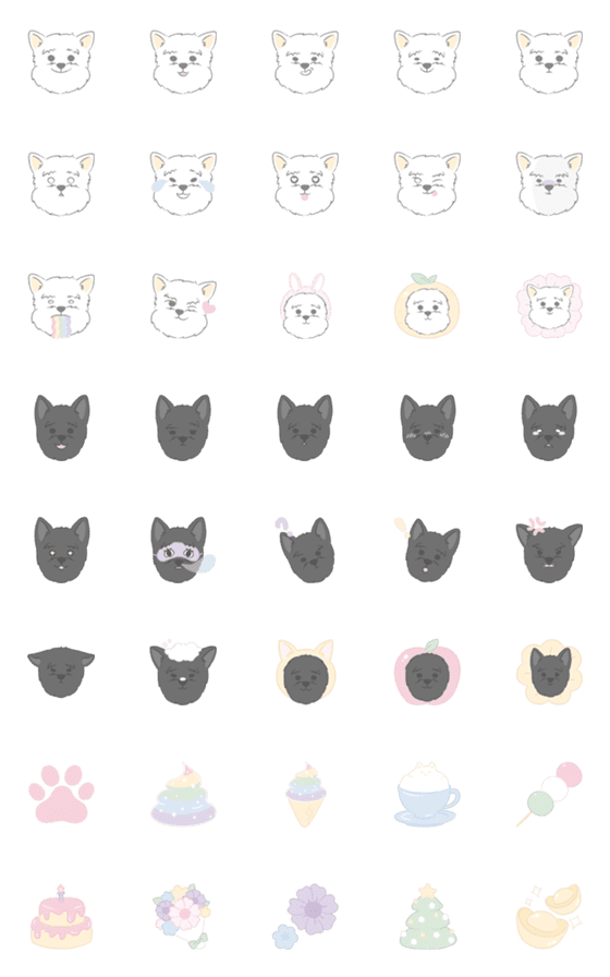 [LINE絵文字]Black and white dog expressionの画像一覧