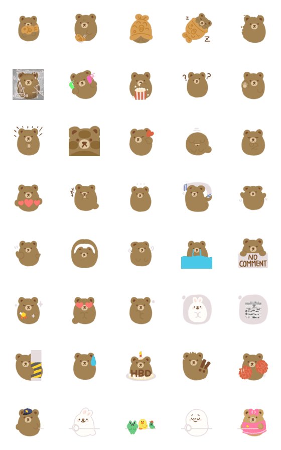 [LINE絵文字]Rounded Brown and friendsの画像一覧