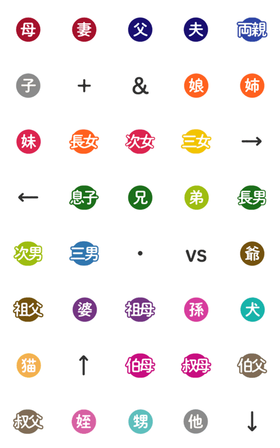 [LINE絵文字]家族の絵文字【続柄】の画像一覧
