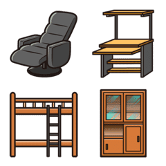 [LINE絵文字] 椅子・机・ベッド・収納家具の画像