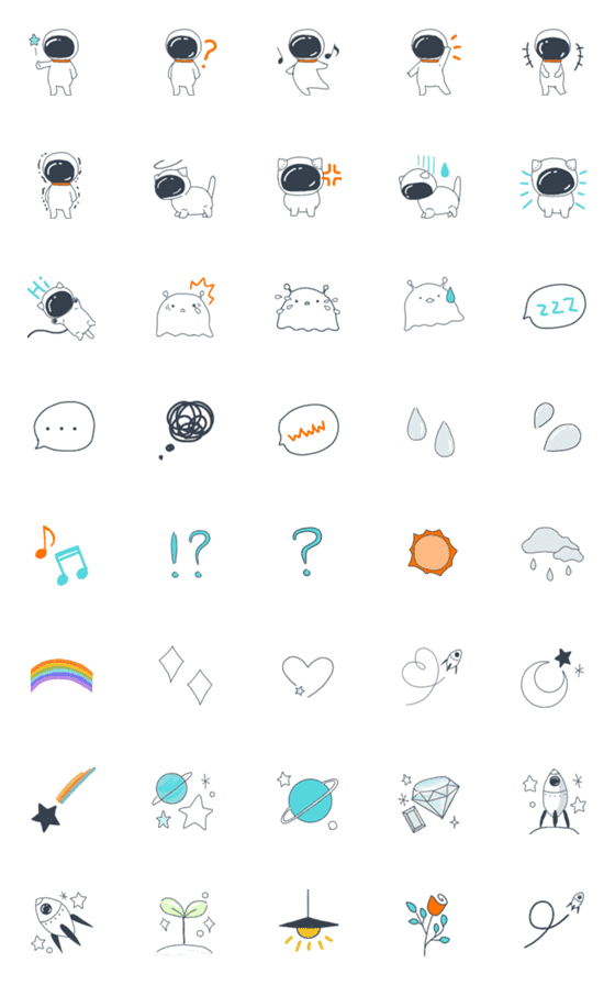 [LINE絵文字]宇宙飛行士と猫☆毎日の絵文字☆の画像一覧