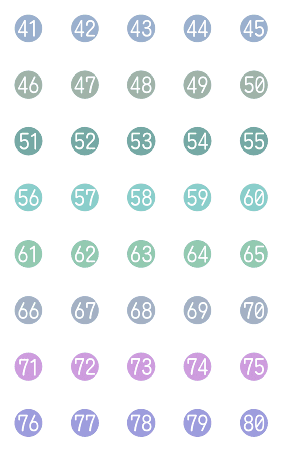 [LINE絵文字]丸囲み数字2桁★41～80★の画像一覧