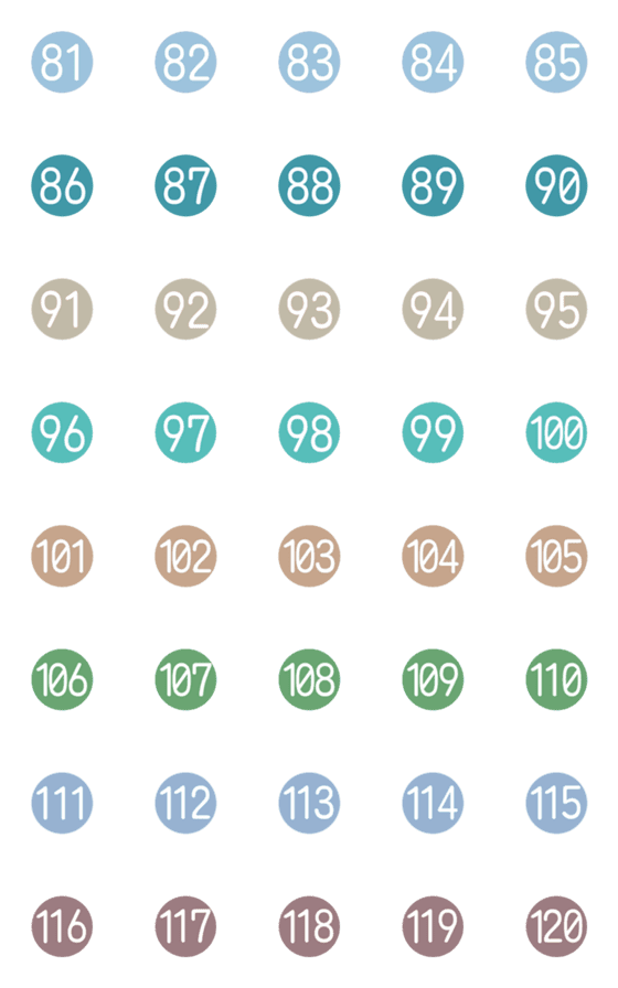 [LINE絵文字]丸囲み数字2桁★81～120★の画像一覧
