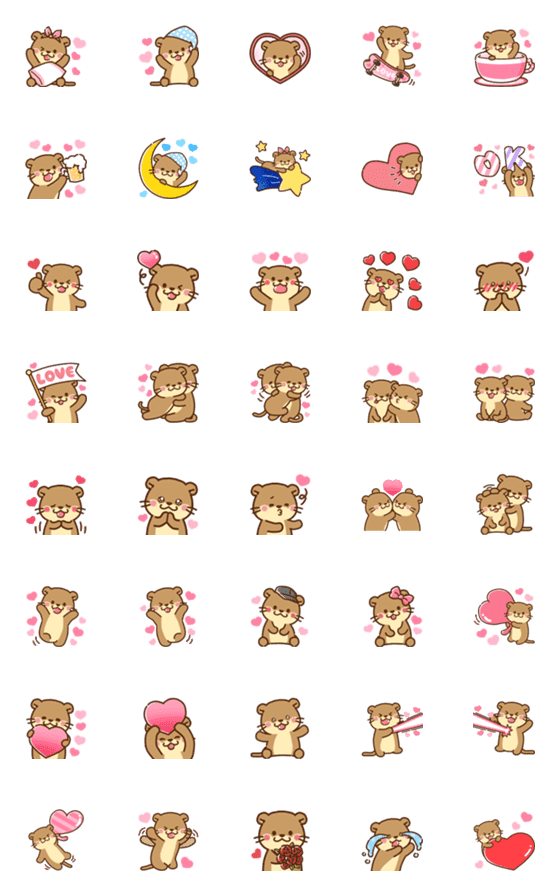 [LINE絵文字]コツメカワウソ♡ラブラブ4の画像一覧