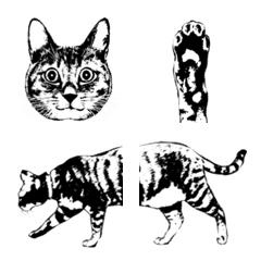 [LINE絵文字] モノクロの猫【絵文字】の画像