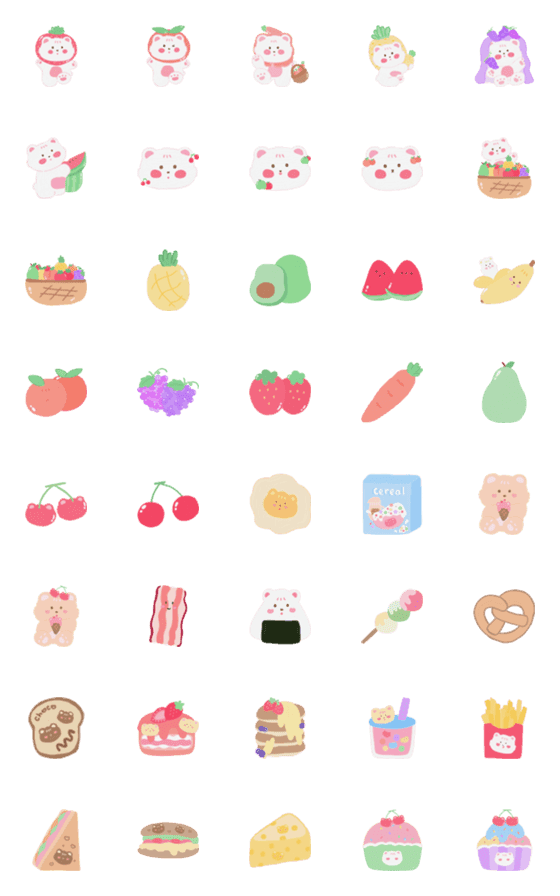 [LINE絵文字]Fruit and food emojisの画像一覧