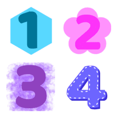 [LINE絵文字] Numbers 0-9, bright colors, four stylesの画像