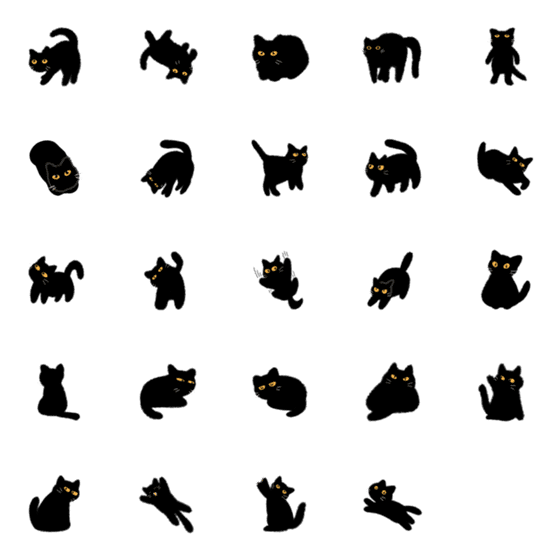 [LINE絵文字]Black cat emoji with mean eyesの画像一覧
