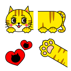 [LINE絵文字] 幸せの黄色いトラ猫のいつでも使える絵文字の画像