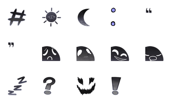 [LINE絵文字]Black Moji emojiの画像一覧