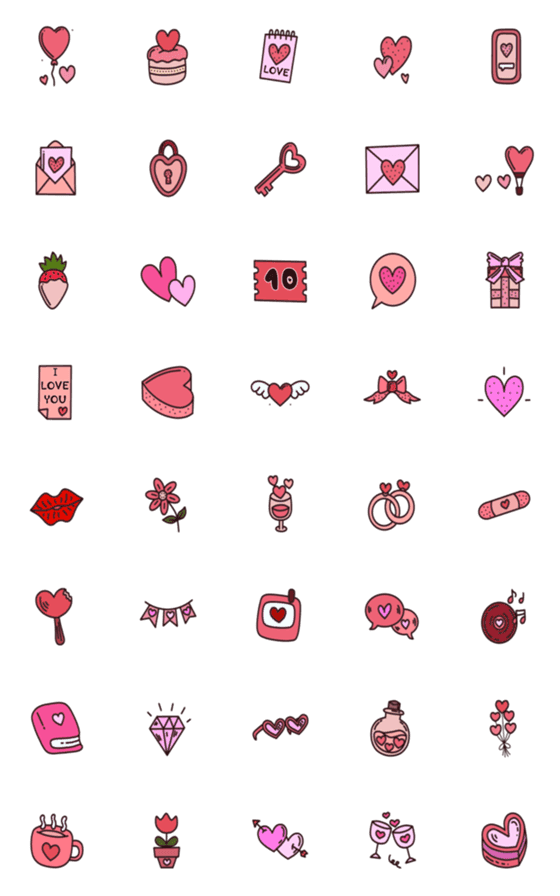 [LINE絵文字]Emoji Valentines Cuteの画像一覧
