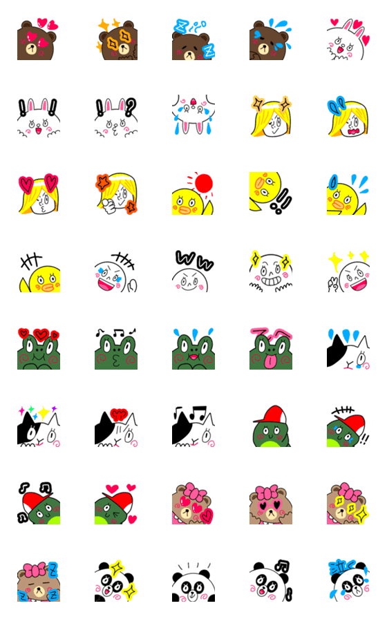 [LINE絵文字]ゆかいな顔のLINEフレンズ絵文字( ఠᴗఠ )の画像一覧