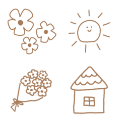 [LINE絵文字] ブラウンカラー可愛いシンプル絵文字！の画像
