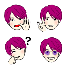 [LINE絵文字] 日常で使えるピンクの髪の男の子の画像