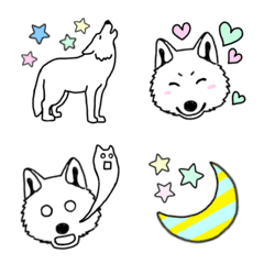 [LINE絵文字] カラフル♡可愛い♡白いオオカミ絵文字の画像