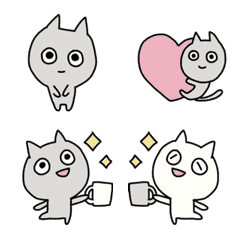 [LINE絵文字] ちあふるえもじ【グレーねこ】の画像