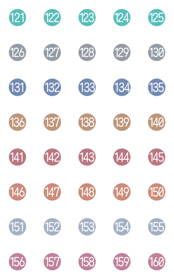 [LINE絵文字]丸囲み数字2桁★121～160★の画像一覧