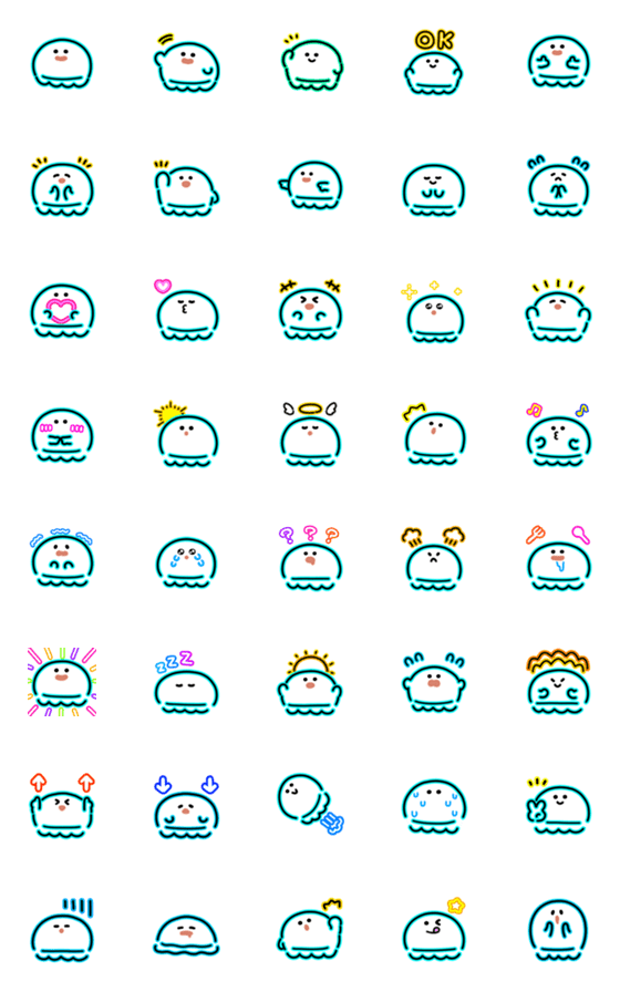 [LINE絵文字]動くクラゲ絵文字（ネオン）の画像一覧