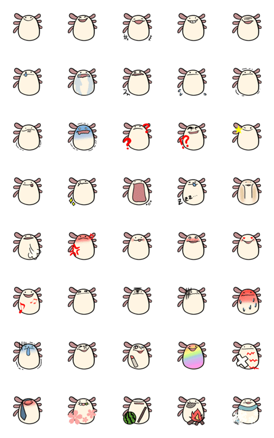 [LINE絵文字]卵のようなウーパールーパーの画像一覧