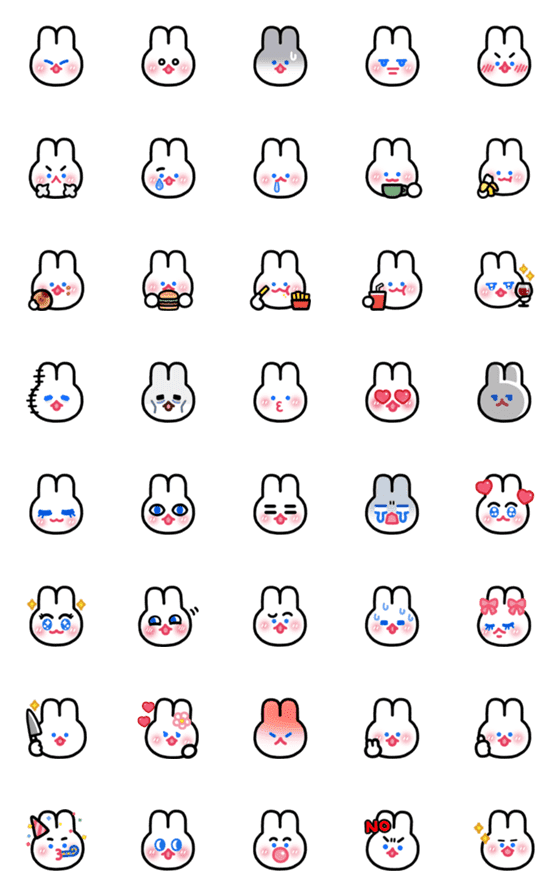 [LINE絵文字]Little White Bunny Bun 2の画像一覧