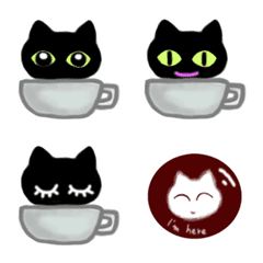 [LINE絵文字] めっかわくろねこCoffee絵文字（黒猫）の画像