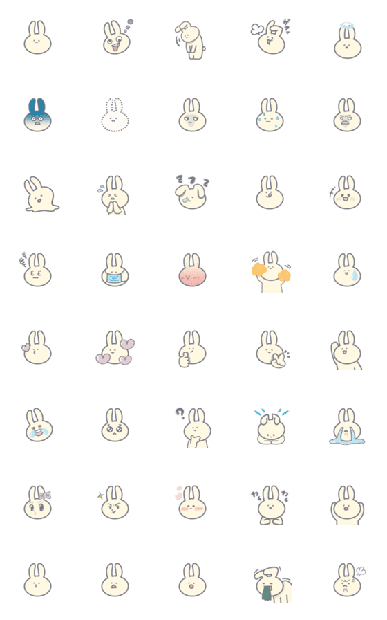 [LINE絵文字]Fluffy Rabbit Face Emoji 2の画像一覧