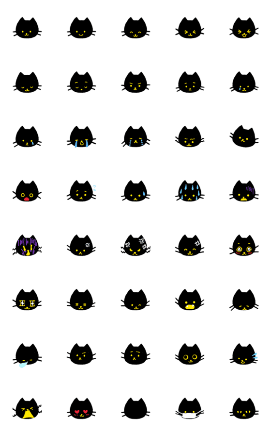 [LINE絵文字]かわいい黒猫の絵文字の画像一覧