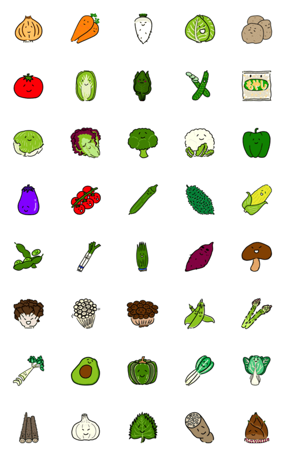 [LINE絵文字]毎日絵文字1〜お野菜たち〜の画像一覧
