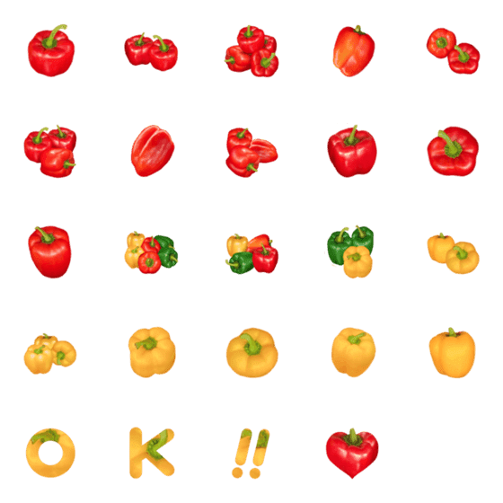 [LINE絵文字]パプリカ です 赤 黄 ピーマン 野菜の画像一覧