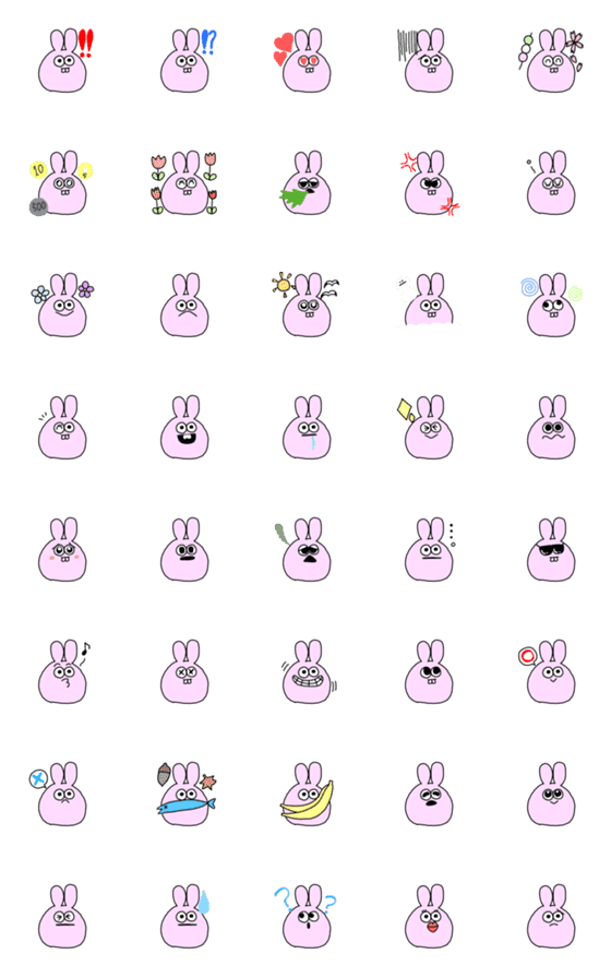 [LINE絵文字]うさぎの日常絵文字の画像一覧