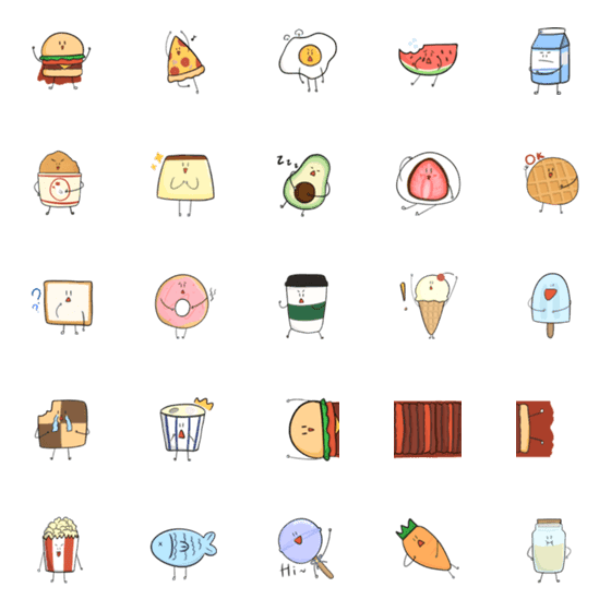 [LINE絵文字]Super Hamburgerman and food partnersの画像一覧