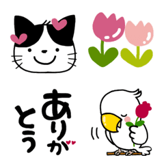 [LINE絵文字] ねこ＆ピーちゃん。つなげて送る絵文字の画像