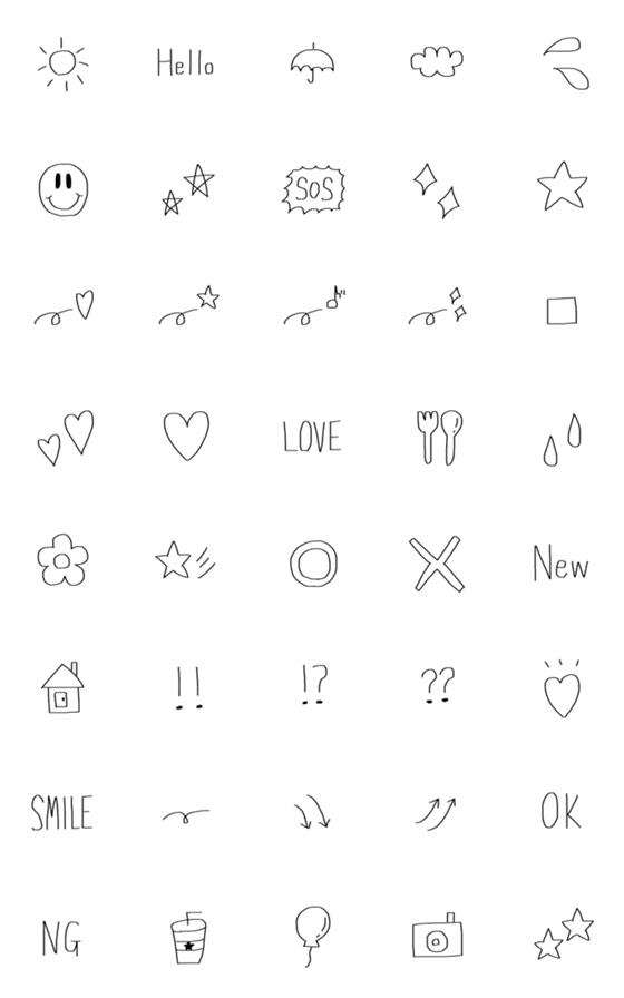 [LINE絵文字]モノトーン⭐︎絵文字の画像一覧