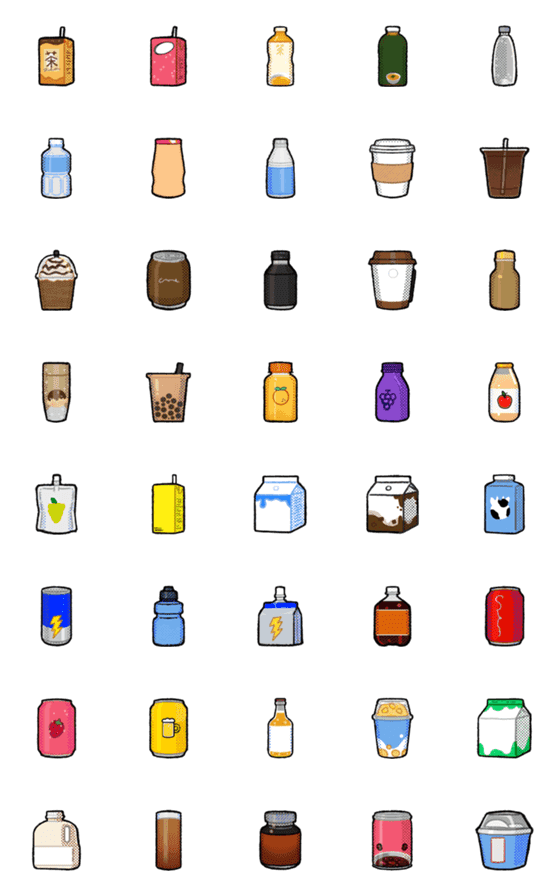 [LINE絵文字]Beverages in Supermarket ＆ CVSの画像一覧