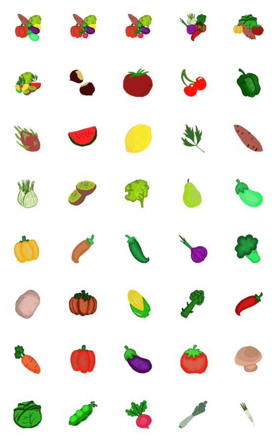 [LINE絵文字]fruits and vegetables1の画像一覧