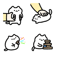 [LINE絵文字] 動く！ゆるい白猫の絵文字の画像