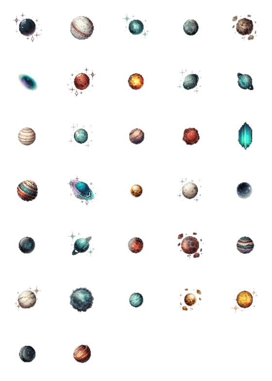 [LINE絵文字]pixel planets and stars emoji puzzel (2)の画像一覧