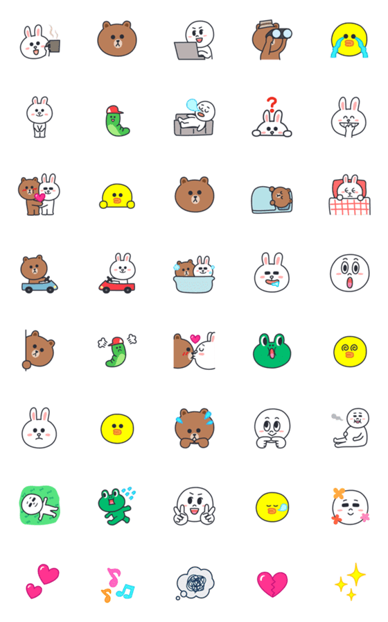 [LINE絵文字]LINE FRIENDSの動く絵文字01の画像一覧