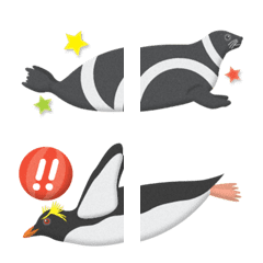 [LINE絵文字] つながるクラカケアザラシとペンギン英文字の画像