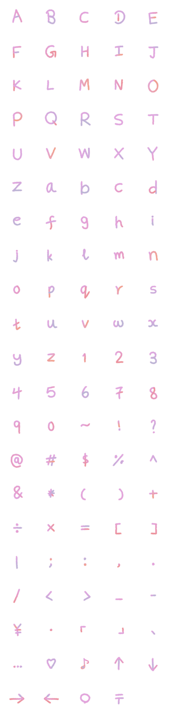 [LINE絵文字]English alphabet pastel colorの画像一覧