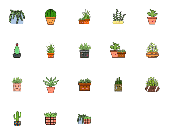 [LINE絵文字]Cute Cactus plantsの画像一覧